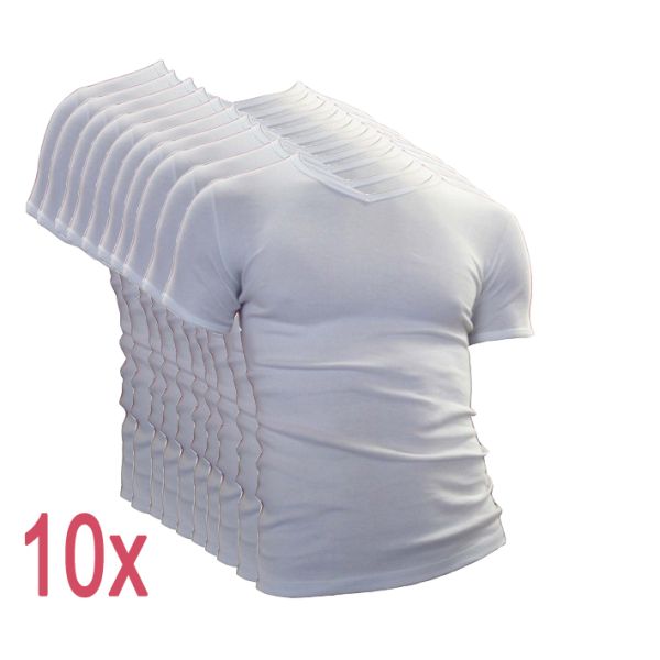 10-pack Beeren t-shirt M3000 korte mouw V-hals M3000 wit.