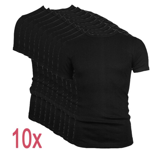 10-pack Beeren t-shirt korte mouw ronde hals Zwart.